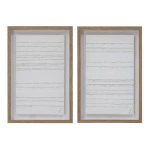 Trax wall art by Renwil featuring two framed pieces with textured white stripes.