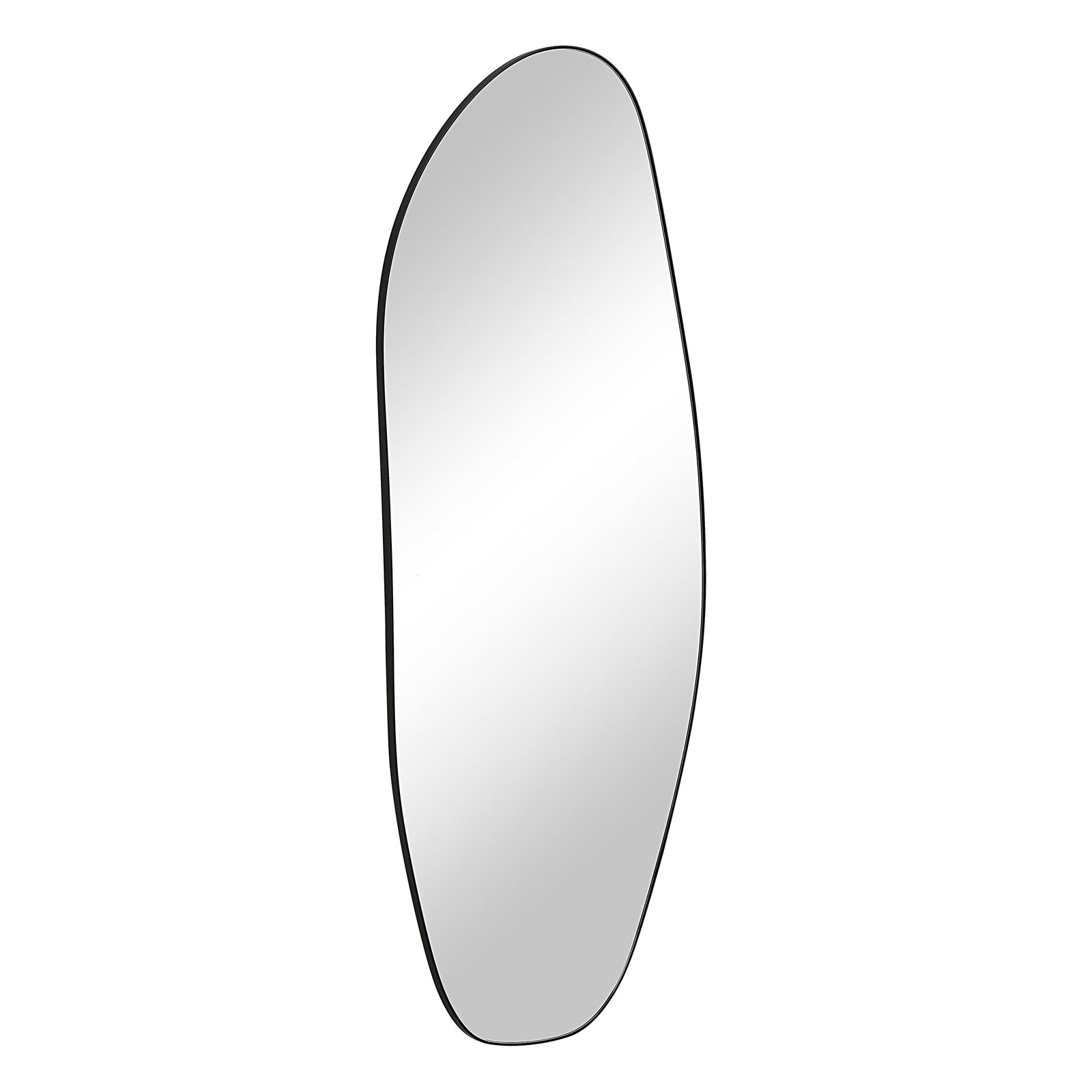 Enina mirror by Renwil, sleek oval shape with a reflective surface and black outline.