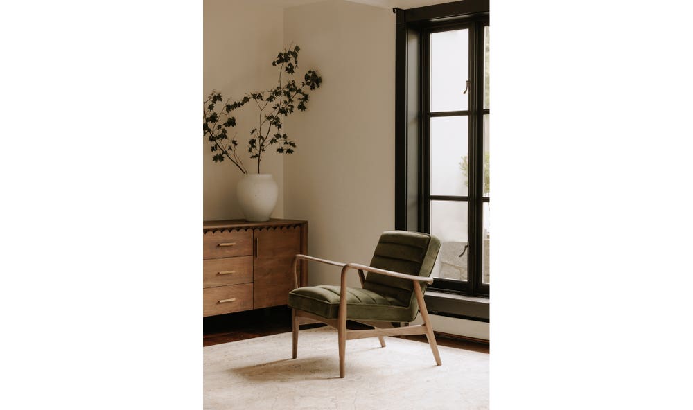 side view of Anderson Arm Chair Dark Ivy luxury Chair