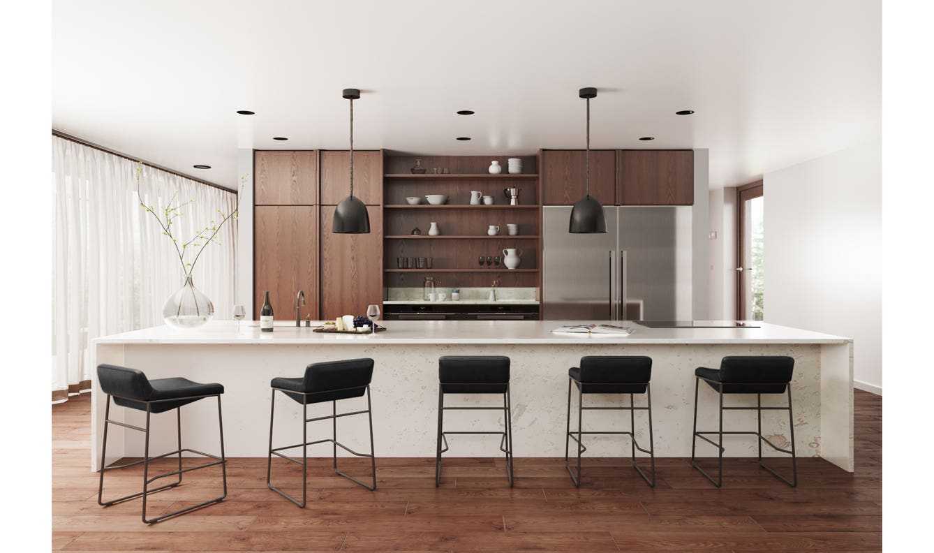 front view of Starlet Counter Stool Onyx Black Leather - Set Of Two luxury Chair