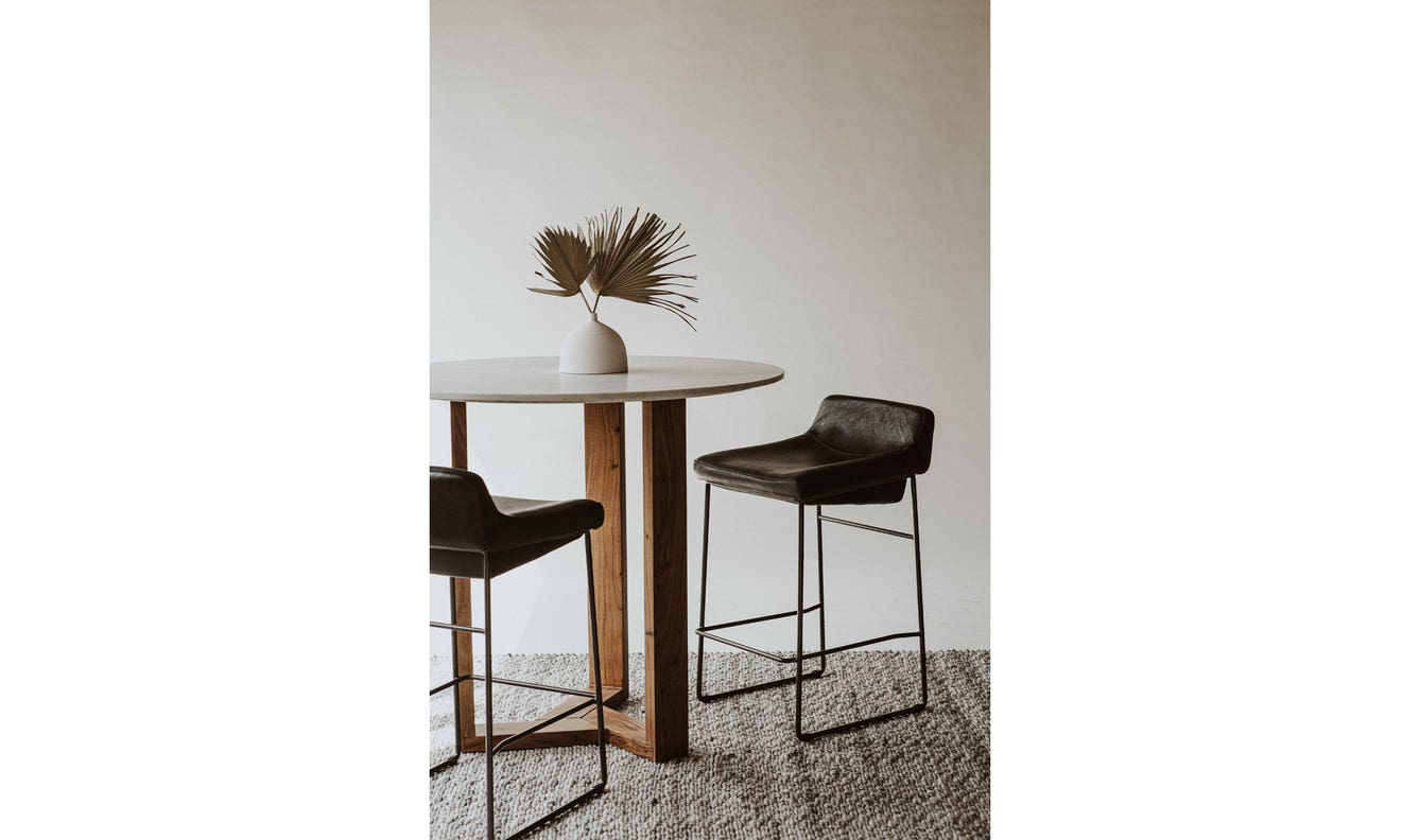 side view of Starlet Counter Stool Onyx Black Leather - Set Of Two luxury Chair