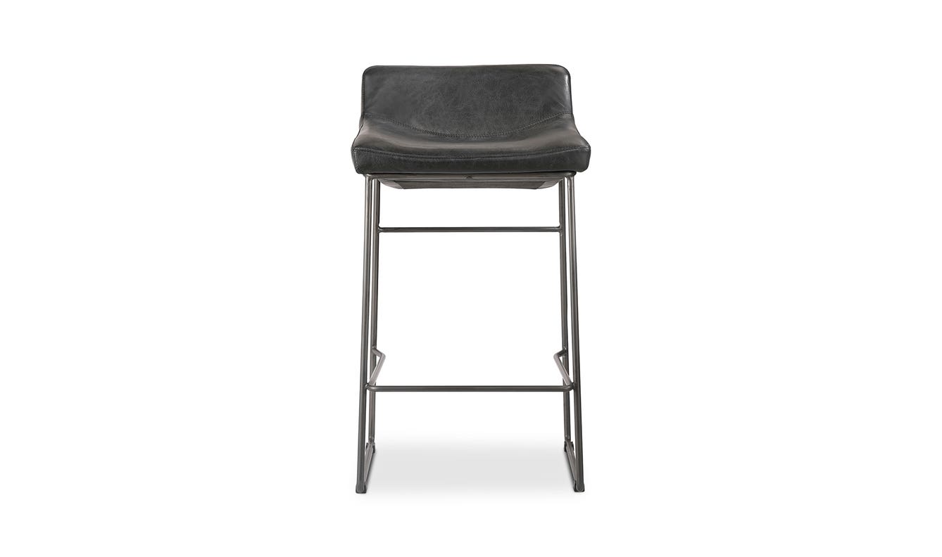 lifestyle view of Starlet Counter Stool Onyx Black Leather - Set Of Two luxury Chair