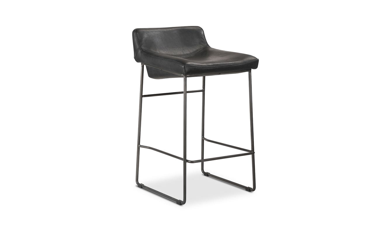 lifestyle view of Starlet Counter Stool Onyx Black Leather - Set Of Two luxury Chair