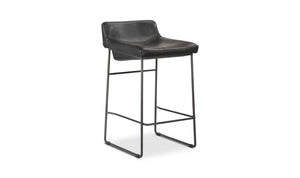 lifestyle view of Starlet Counter Stool Onyx Black Leather - Set Of Two luxury Chair