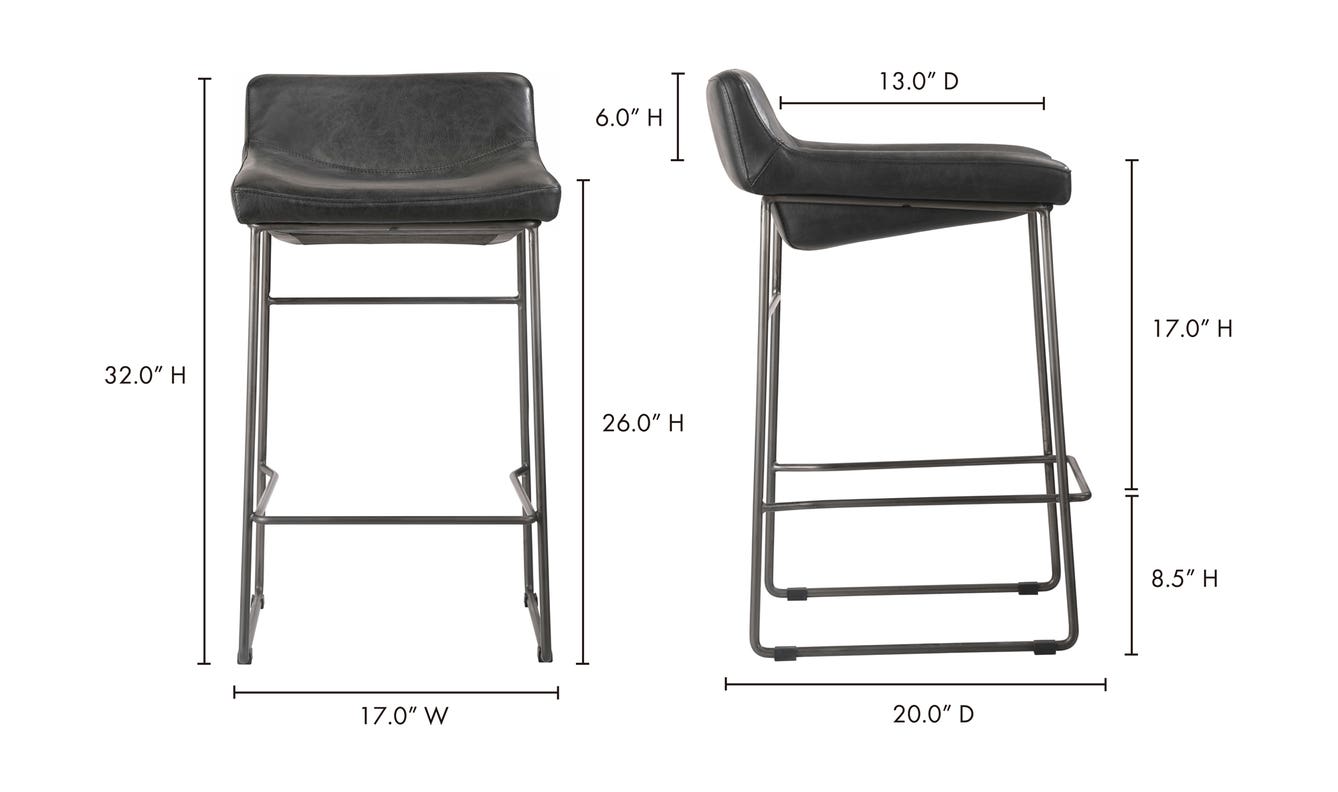 lifestyle view of Starlet Counter Stool Onyx Black Leather - Set Of Two luxury Chair