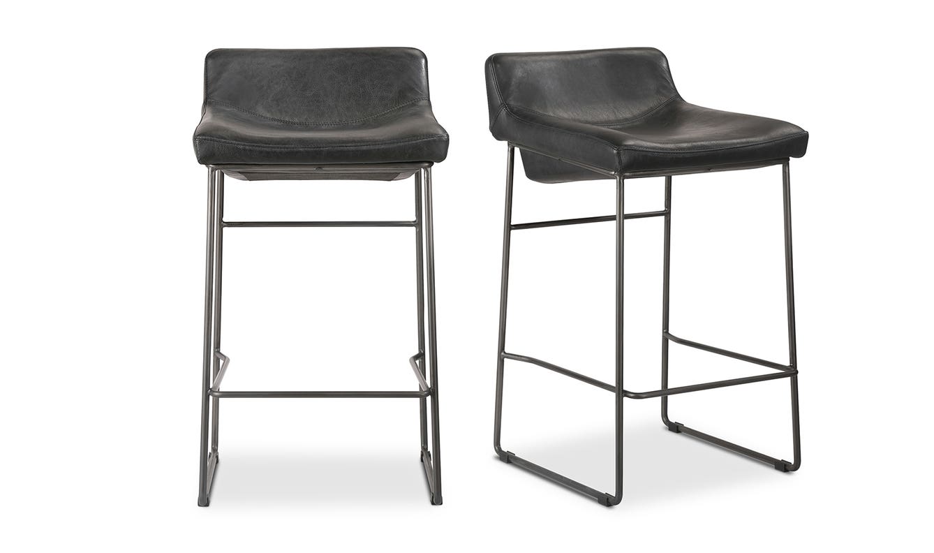 detail view of Starlet Counter Stool Onyx Black Leather - Set Of Two luxury Chair