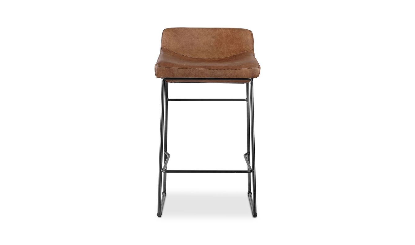detail view of Starlet Counter Stool Open Road Brown Leather - Set Of Two luxury Chair