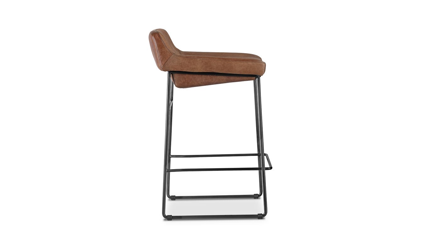 lifestyle view of Starlet Counter Stool Open Road Brown Leather - Set Of Two luxury Chair