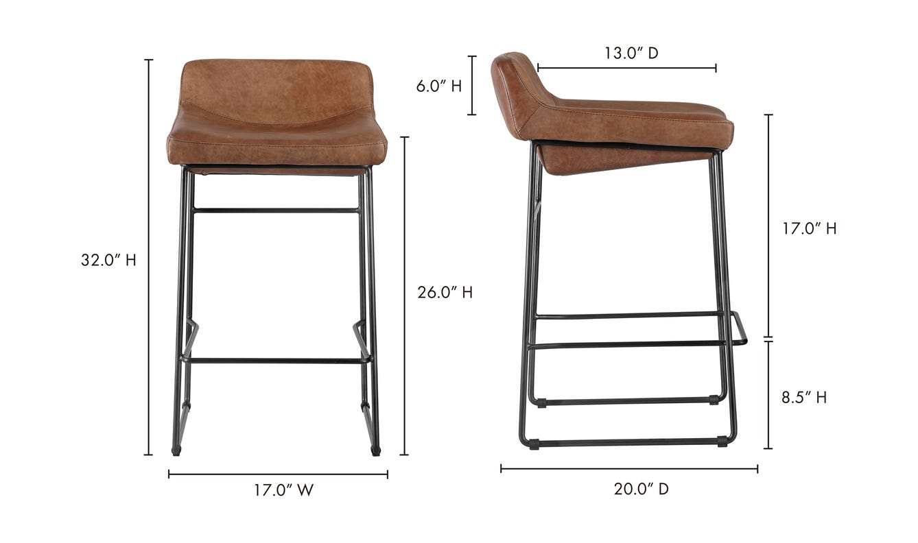 lifestyle view of Starlet Counter Stool Open Road Brown Leather - Set Of Two luxury Chair