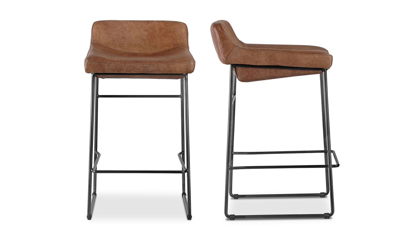 front view of Starlet Counter Stool Open Road Brown Leather - Set Of Two luxury Chair