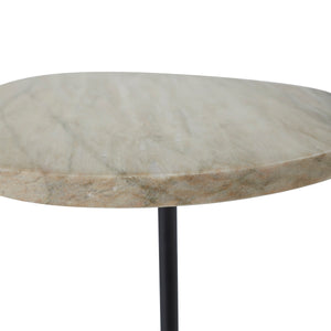 Close-up of Bethany Side Table's marble top, showcasing its unique texture and color.