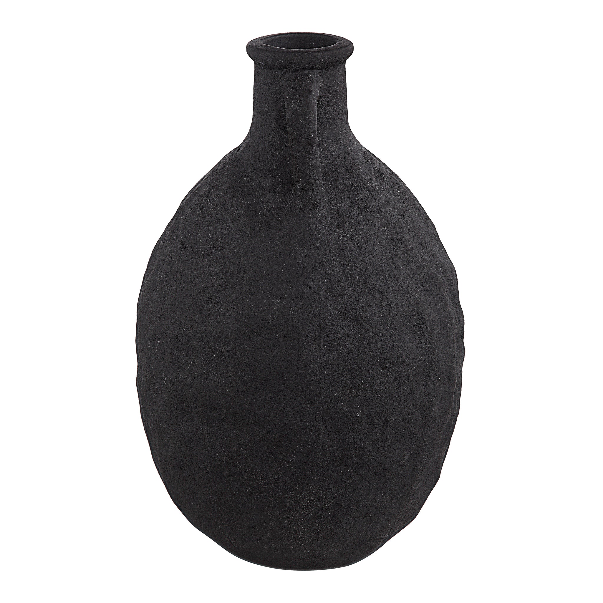 Fox Vase by Renwil, black ceramic vase with a smooth, rounded body and narrow neck.