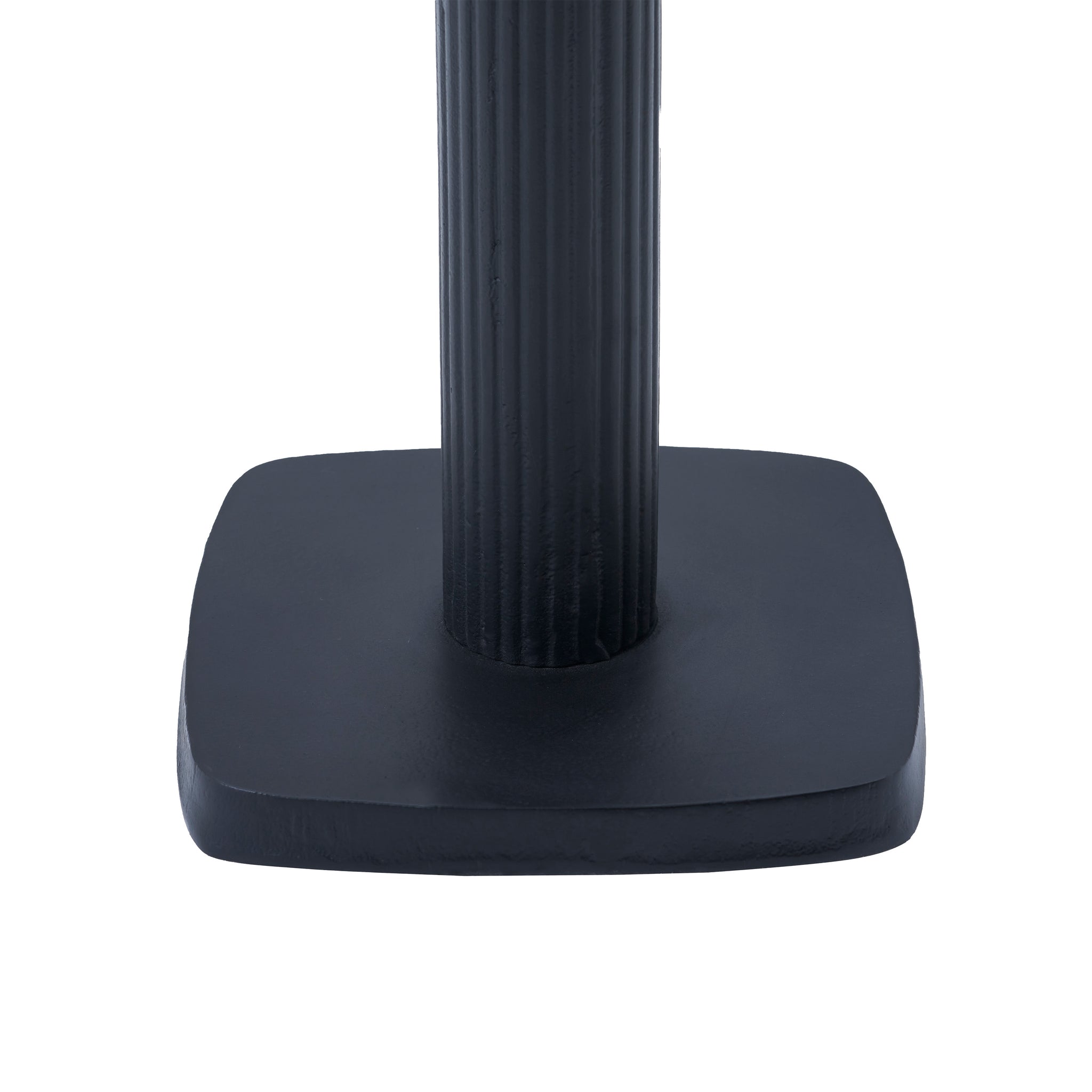 Laila Side Table highlighting the square black base and ribbed column.