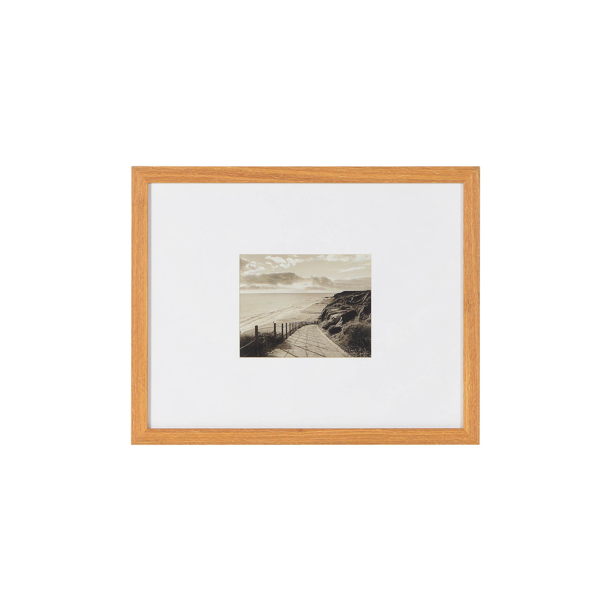 Torreys Wall Art showcasing a sepia-toned coastal path in a light wood frame