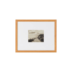 Torreys Wall Art showcasing a sepia-toned coastal path in a light wood frame