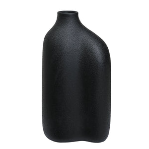 Challenger Vase by Renwil in textured black finish, showcasing a unique curved silhouette.