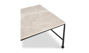 lifestyle view of River Coffee Table Botticino Marble luxury Coffee Table