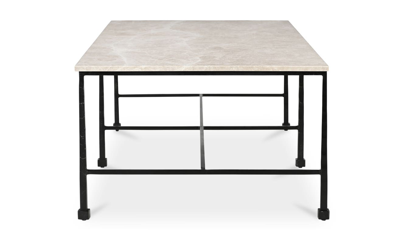 lifestyle view of River Coffee Table Botticino Marble luxury Coffee Table