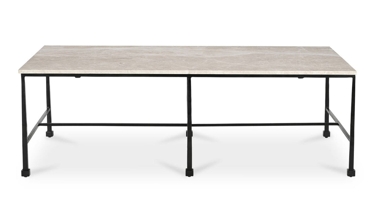 front view of River Coffee Table Botticino Marble luxury Coffee Table