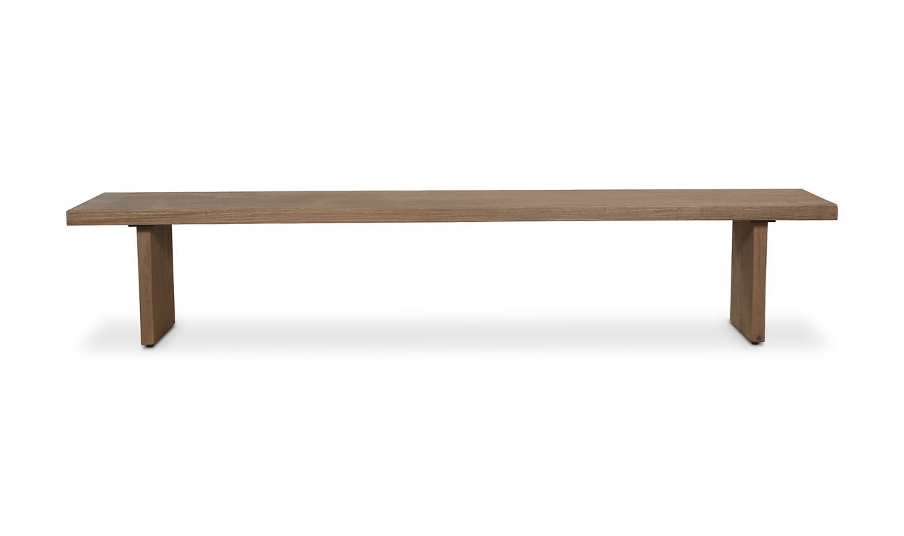 front view of Koshi Bench Sandblasted Amber Oak luxury Bench