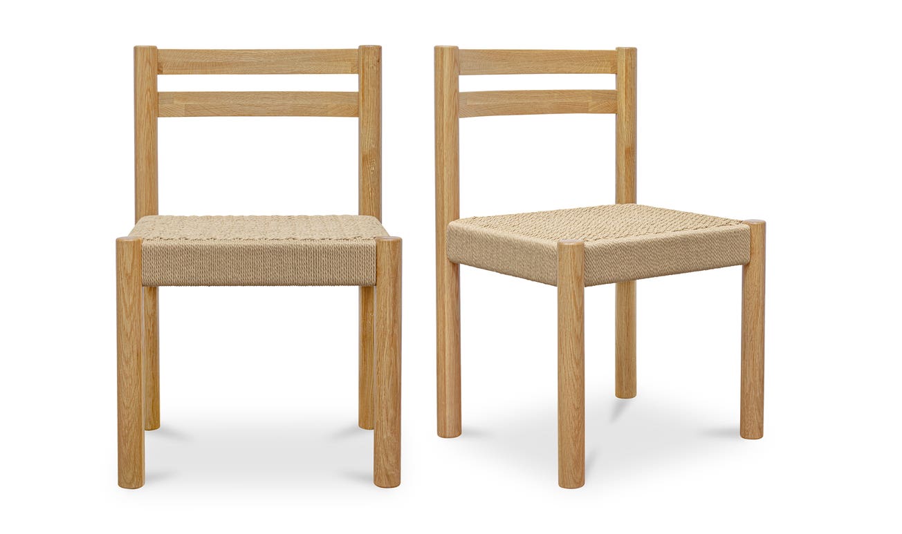 front view of Finn Dining Chair Natural – Set Of Two luxury Chair