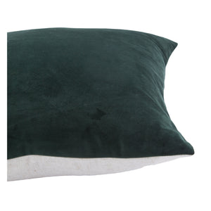 Bengal Indoor Pillow in dark green velvet, side view showing soft texture and linen backing.