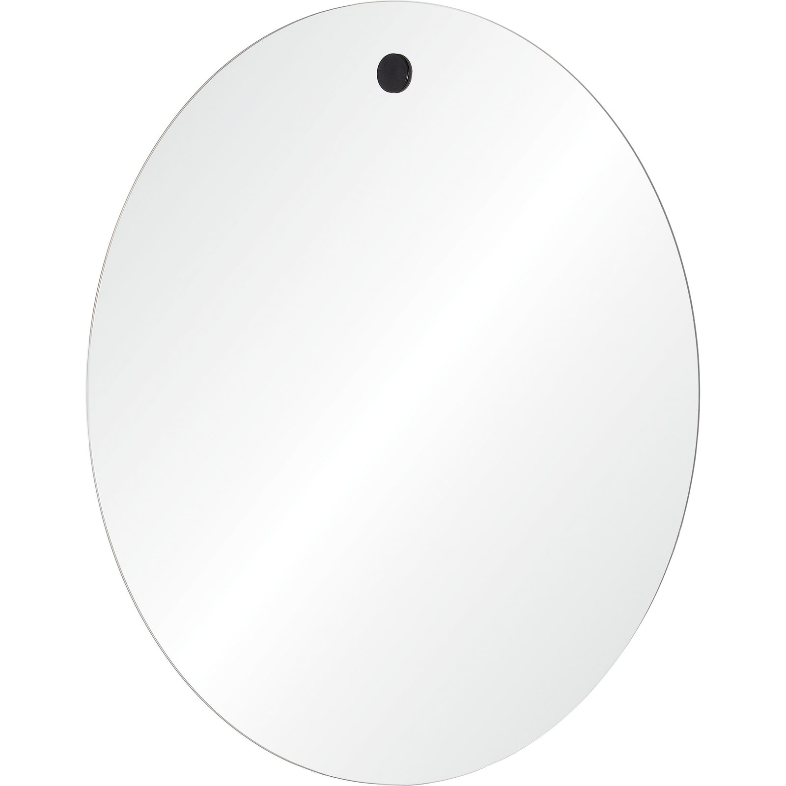Zachary Wall Mirror featuring a round shape with a brass accent at the top.