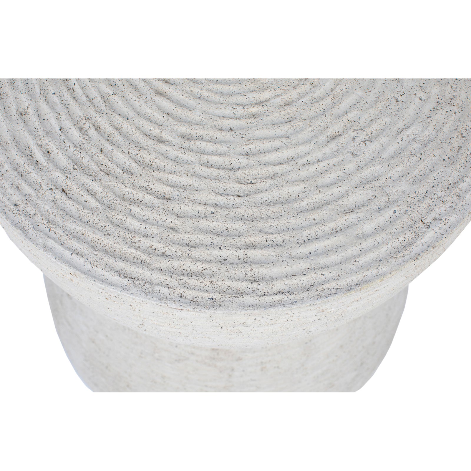 Chayton Side Table in textured white finish, featuring a unique hourglass shape.