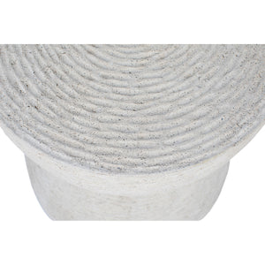 Chayton Side Table top view showcasing circular textured surface in white.