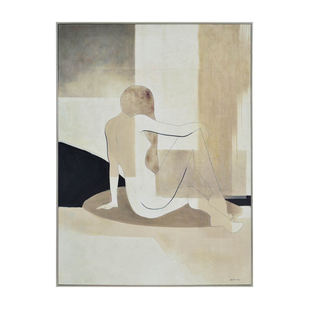 Avella canvas art featuring a seated figure in neutral tones, abstract background.