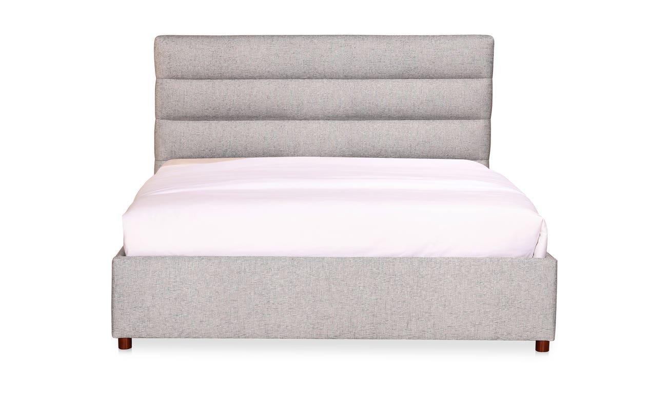 front view of Takio Queen Bed Light Grey luxury Beds & Bed Fram