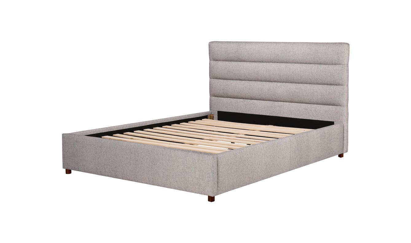side view of Takio King Bed Light Grey luxury Beds & Bed Fram