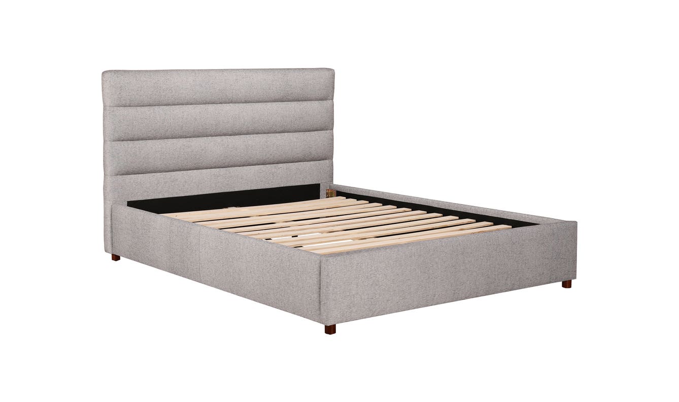 lifestyle view of Takio King Bed Light Grey luxury Beds & Bed Fram