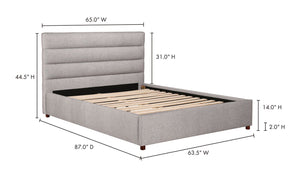 lifestyle view of Takio King Bed Light Grey luxury Beds & Bed Fram