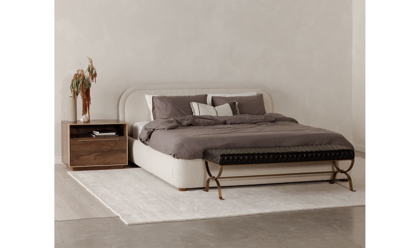 detail view of Colin King Bed Beige luxury Beds & Bed Fram