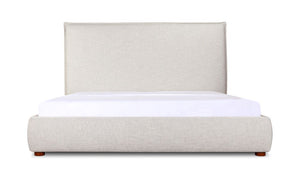 lifestyle view of Luzon Queen Bed Tall Light Grey luxury Beds & Bed Fram