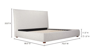 lifestyle view of Luzon Queen Bed Tall Light Grey luxury Beds & Bed Fram