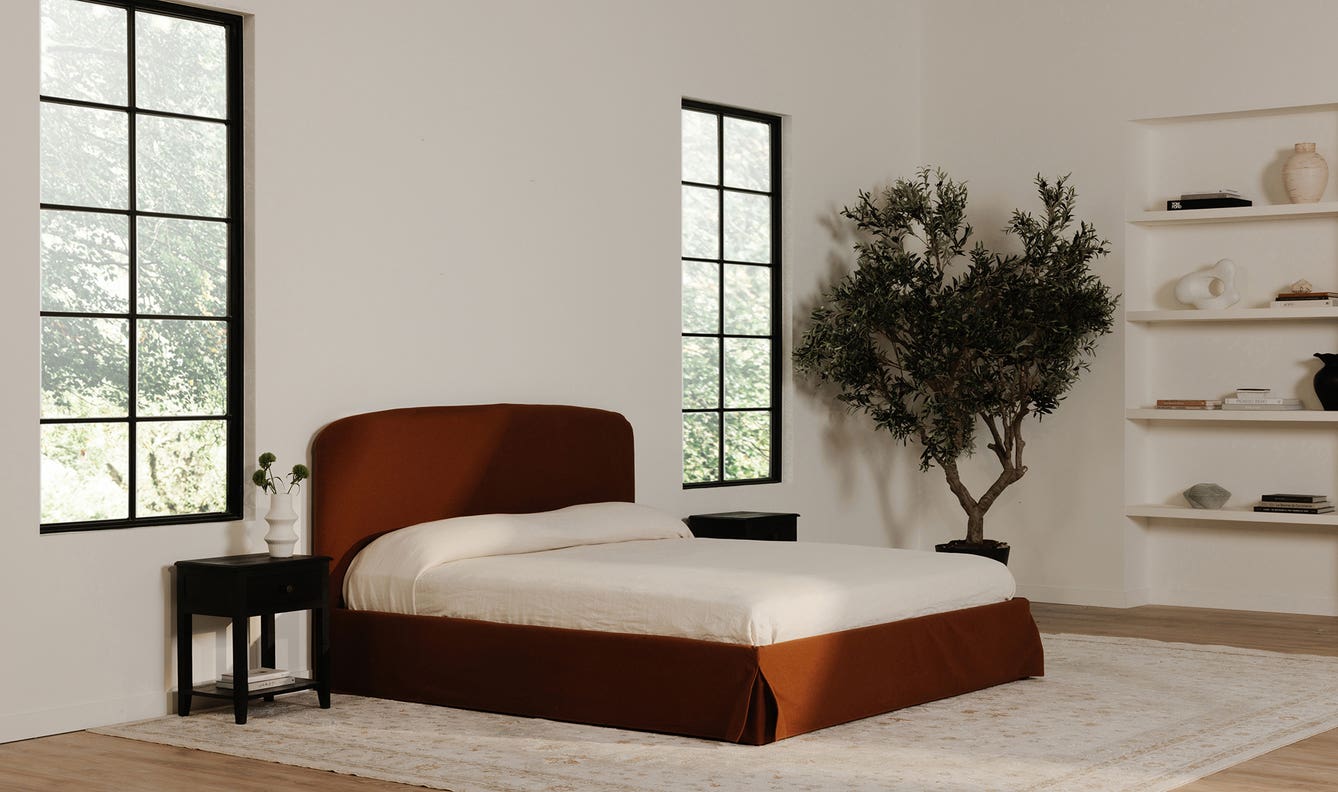 angle view of Joan Queen Storage Bed Rust luxury Beds & Bed Fram