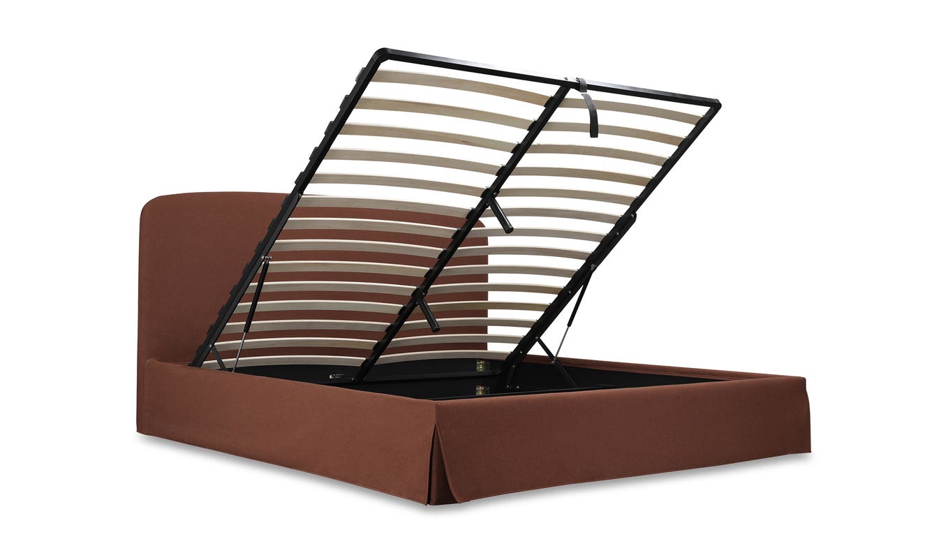 detail view of Joan Queen Storage Bed Rust luxury Beds & Bed Fram