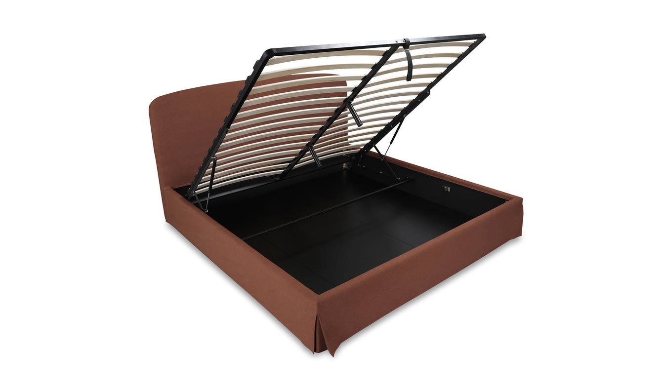 lifestyle view of Joan Queen Storage Bed Rust luxury Beds & Bed Fram