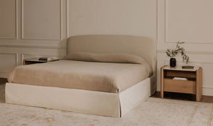side view of Joan Queen Storage Bed Cream luxury Beds & Bed Fram