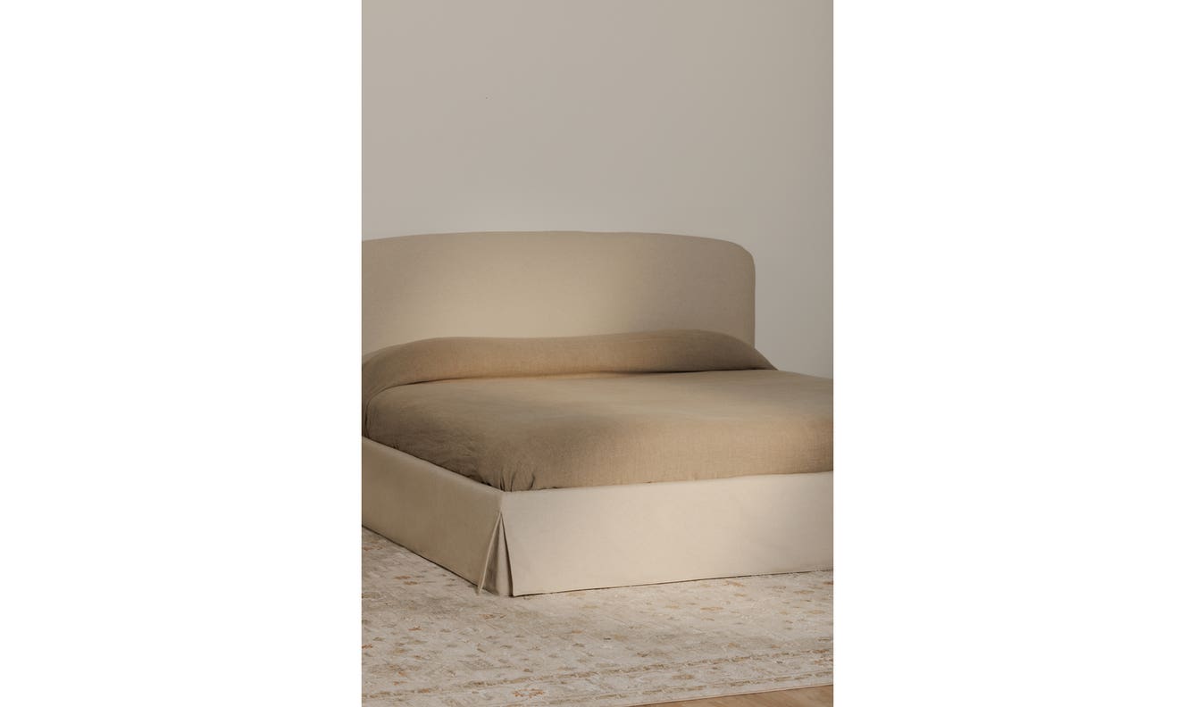 lifestyle view of Joan Queen Storage Bed Cream luxury Beds & Bed Fram