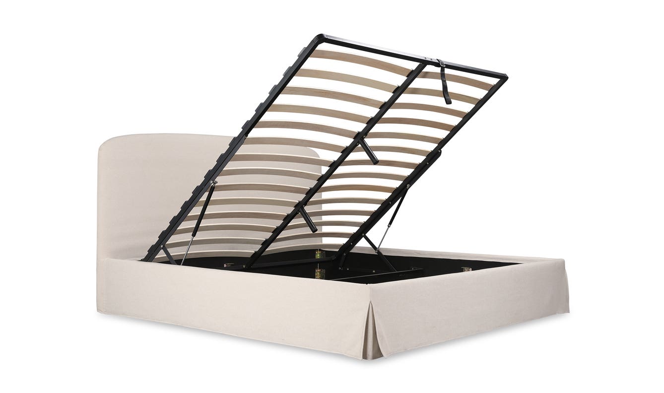 lifestyle view of Joan Queen Storage Bed Cream luxury Beds & Bed Fram