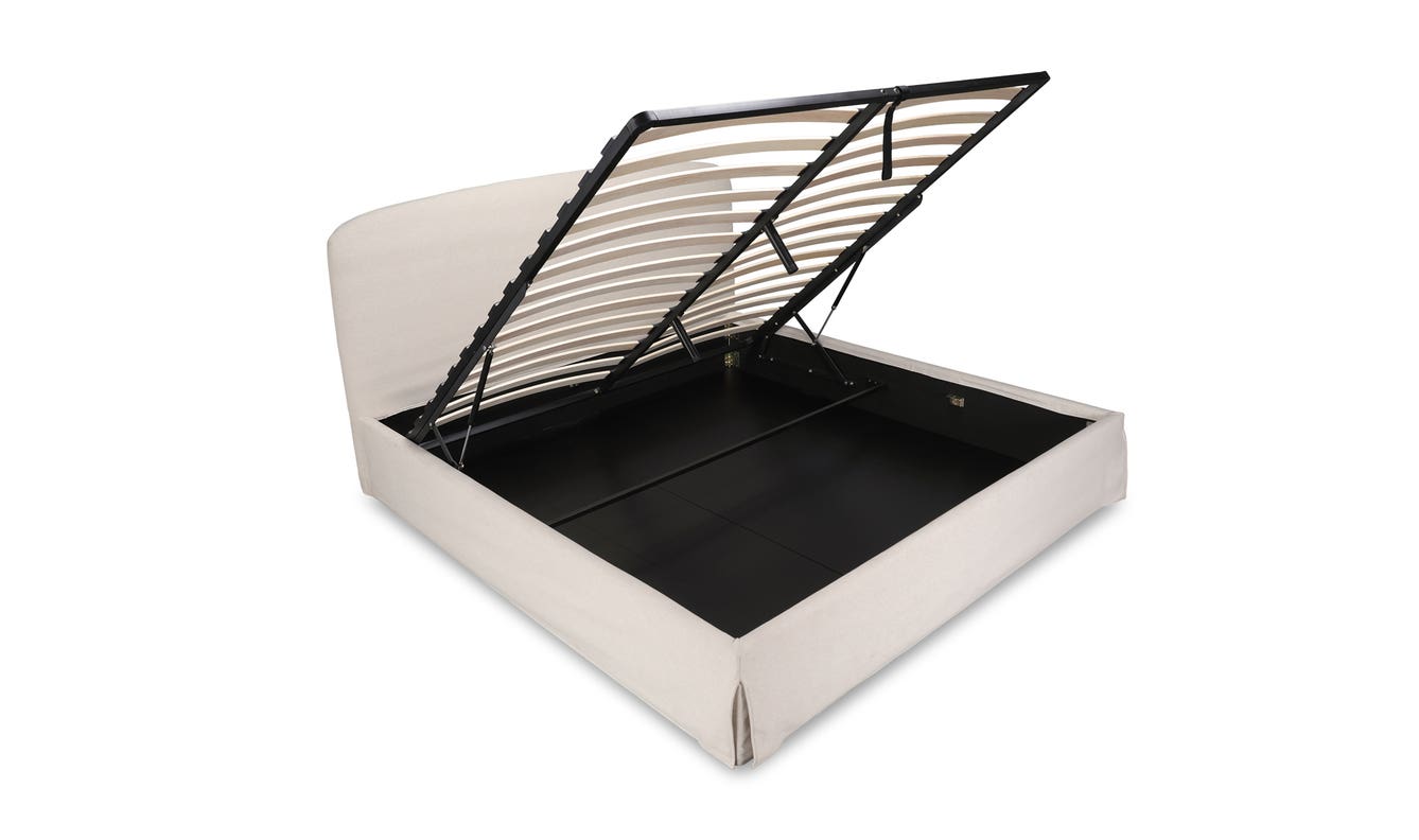 lifestyle view of Joan Queen Storage Bed Cream luxury Beds & Bed Fram
