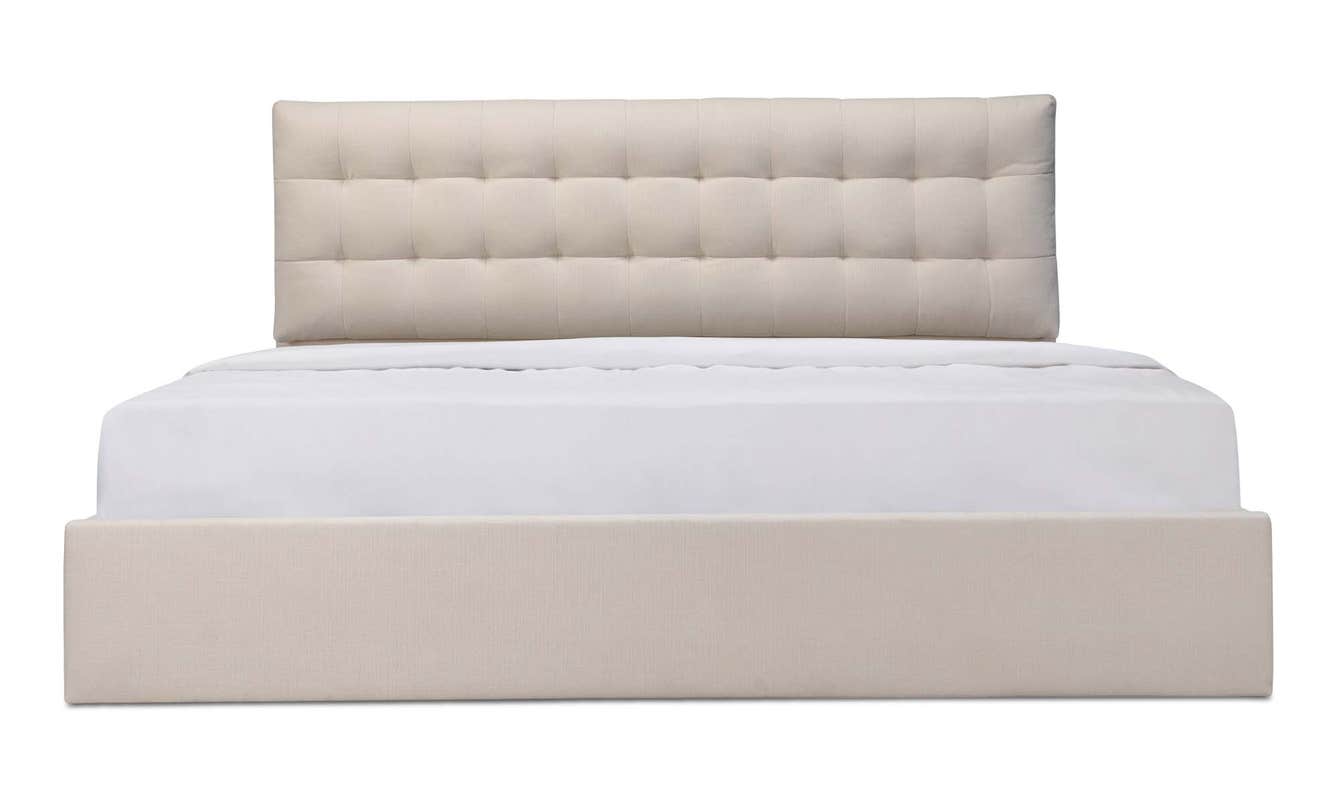 front view of Sebastion Queen Storage Bed Cream luxury Beds & Bed Fram