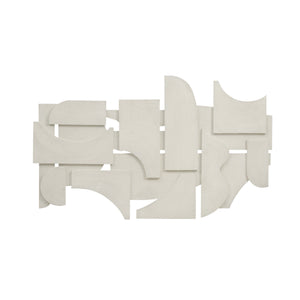 Morpho wall art featuring abstract white shapes with textured lines