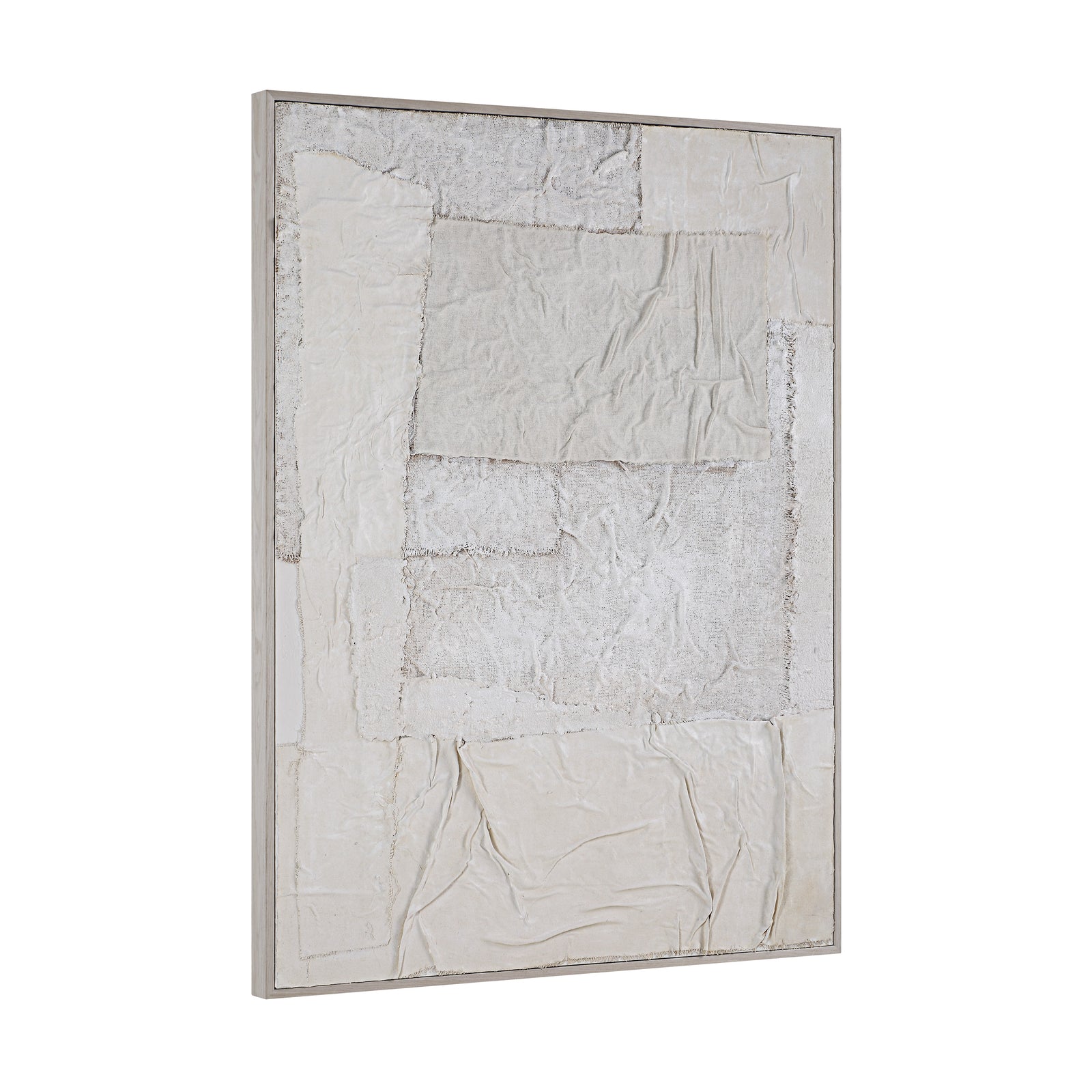 Bianchi Wall Art featuring textured layers in neutral tones, framed in light wood.