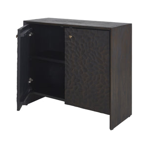 Jean cabinet by Renwil showing an open door and interior shelves.