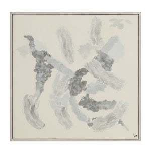 Maputo canvas art featuring abstract gray and white patterns on a light background.
