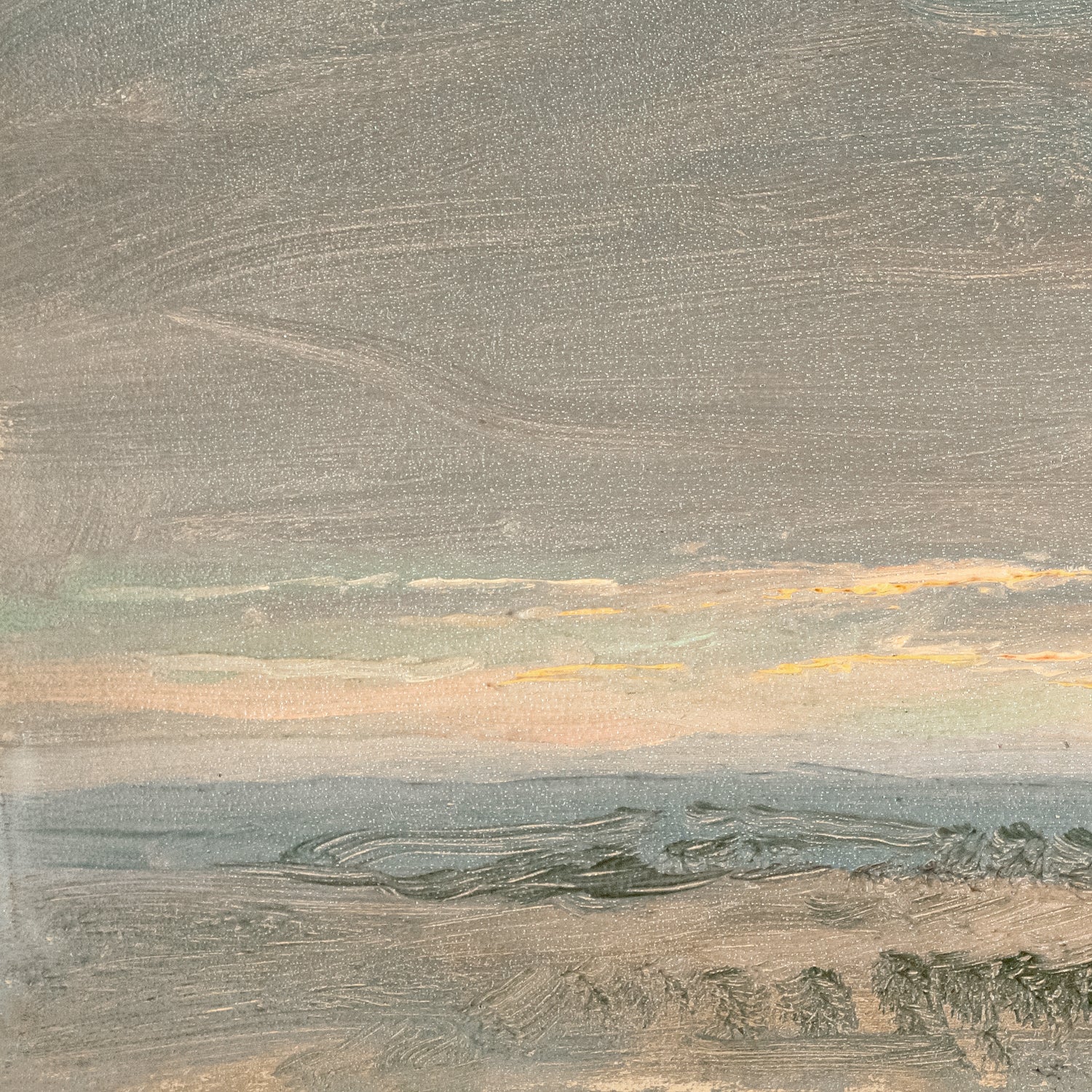 detail view of Hudson River School – Sunset, Hudson Valley C. 1870 luxury Artwork